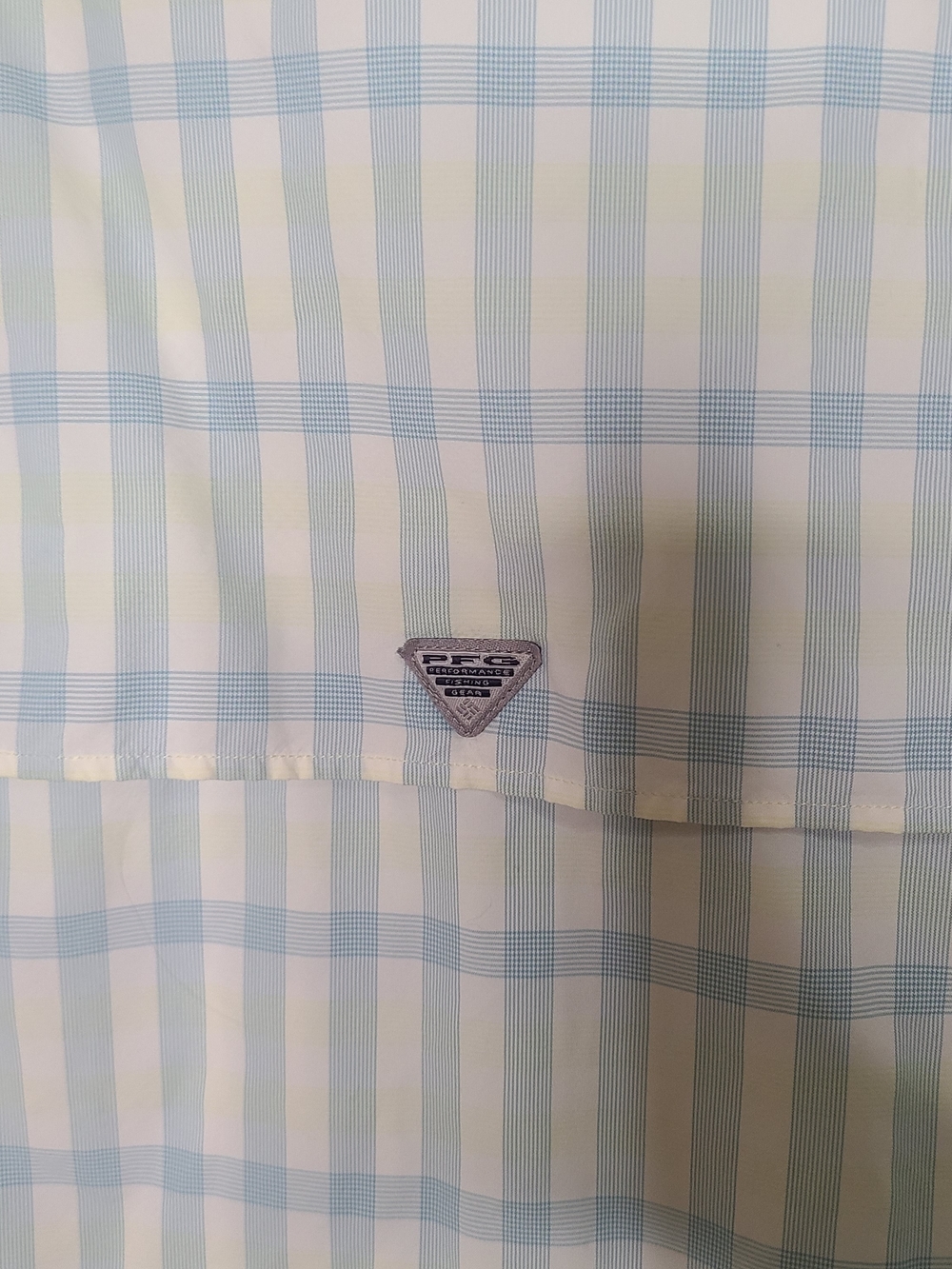 ​Columbia PFG Super Bahama Long Sleeve Fishing Shirt Women's L Blue Yellow Plaid - Picture 6 of 10